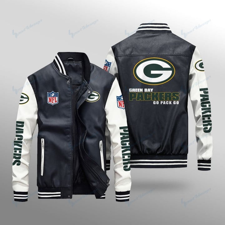 Green Bay Packers Leather Bomber Jacket BG24