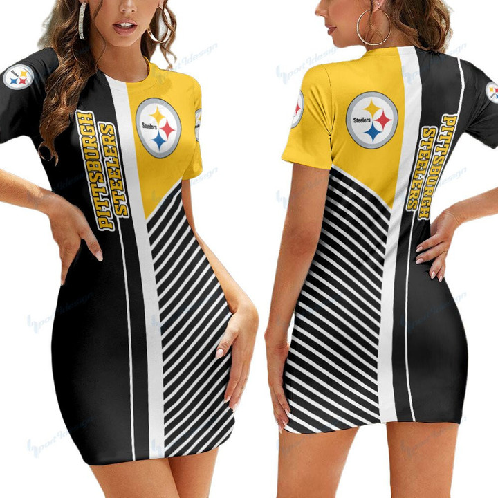 Pittsburgh Steelers Short Sleeve Bodycon Mini Dress BG245