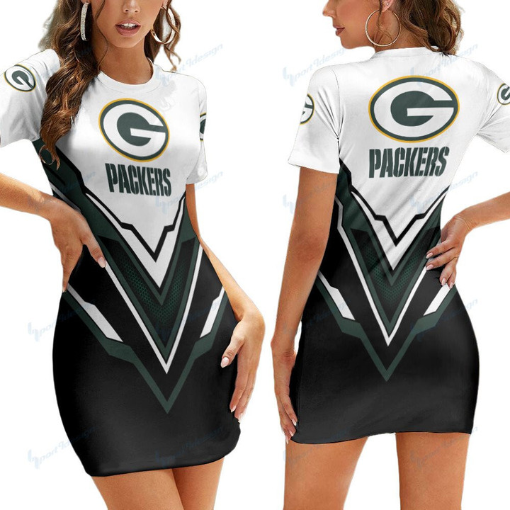 Green Bay Packers Short Sleeve Bodycon Mini Dress BG249