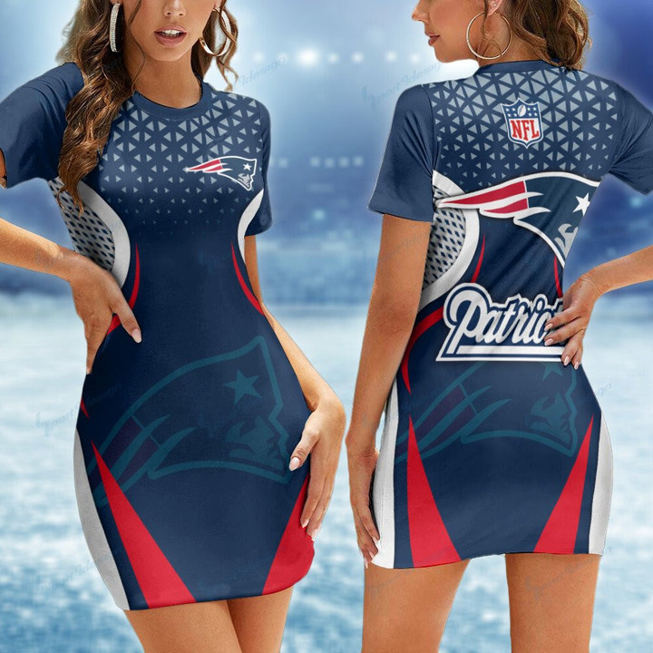 New England Patriots Casual Short Sleeve Bodycon Mini Dress BG112