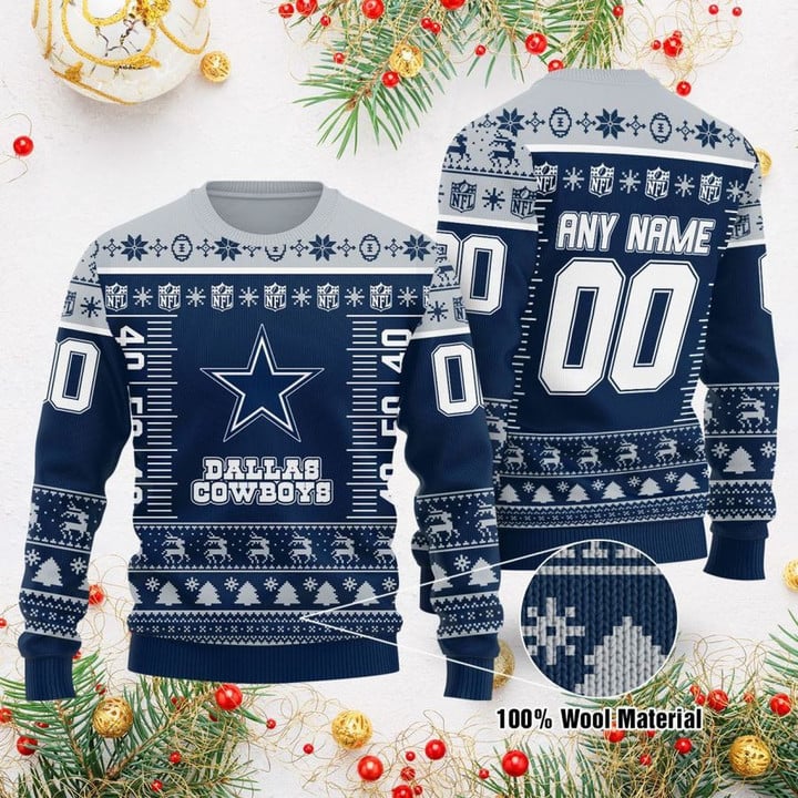 PERSONALIZED COWBOYS SWEATER CHRISTMAS 100% WOOL CB2819