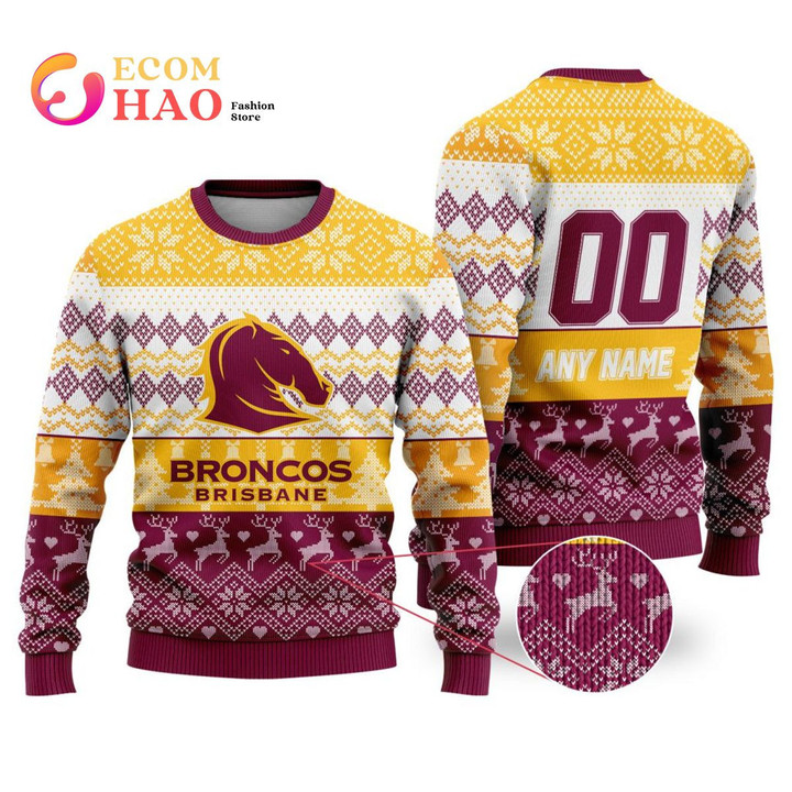 PERSONALIZED Brisbane Broncos Special Ugly Christmas Sweater BS0192
