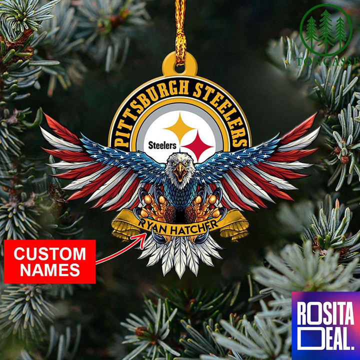 NFL Pittsburgh Steelers Christmas American US Eagle Ornament