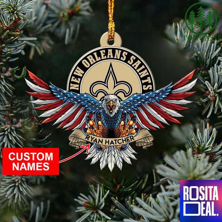 NFL New Orleans Saints Christmas American US Eagle Ornament