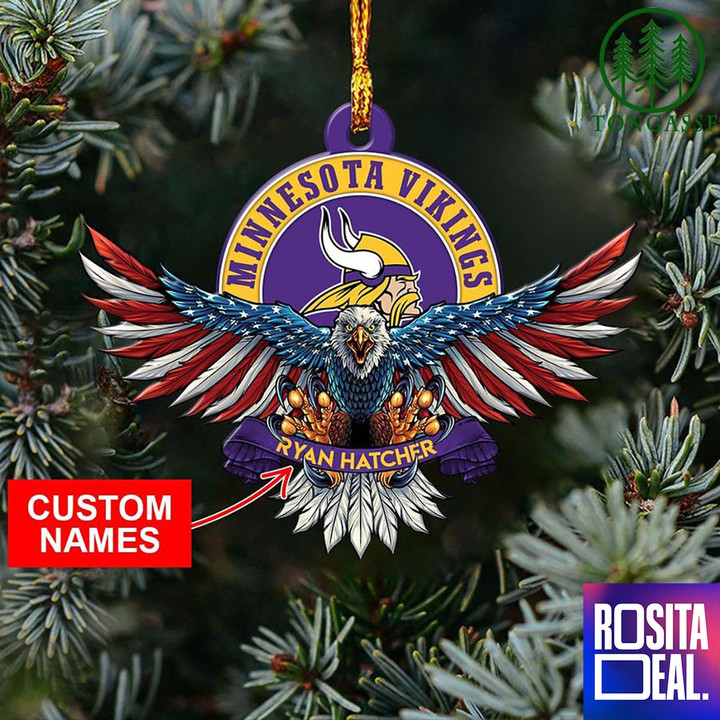 NFL Minnesota Vikings Christmas  American US Eagle Ornament