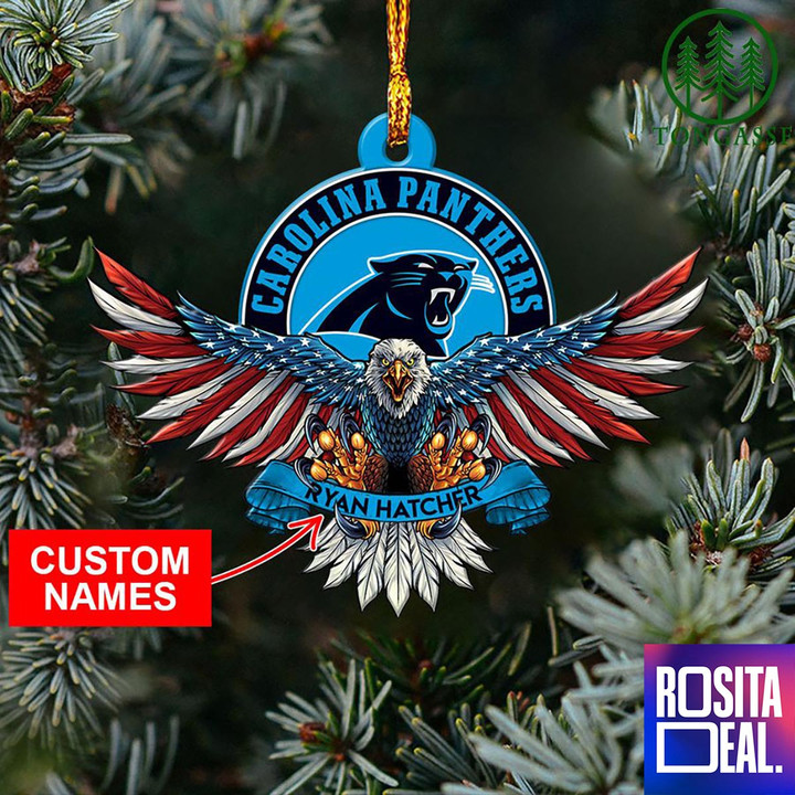 NFL Carolina Panthers Christmas American US Eagle Ornament