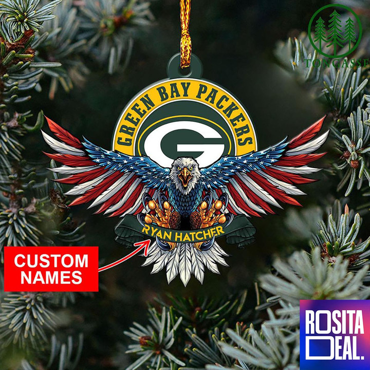 NFL Green Bay Packers Christmas American US Eagle Ornament