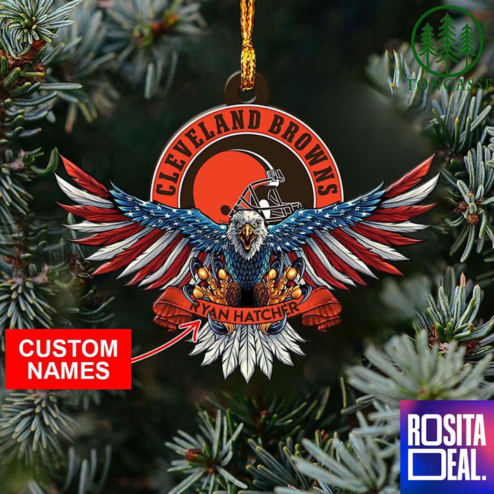 NFL Cleveland Browns Christmas American US Eagle Ornament