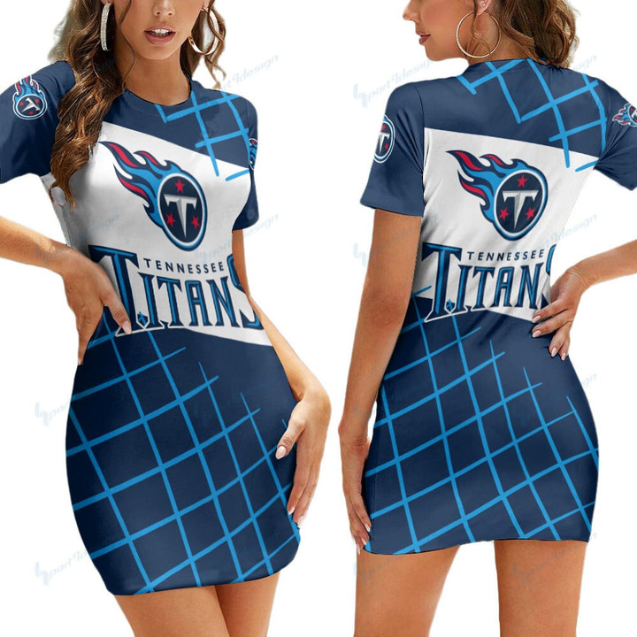 Tennessee Titans Short Sleeve Bodycon Mini Dress BG272