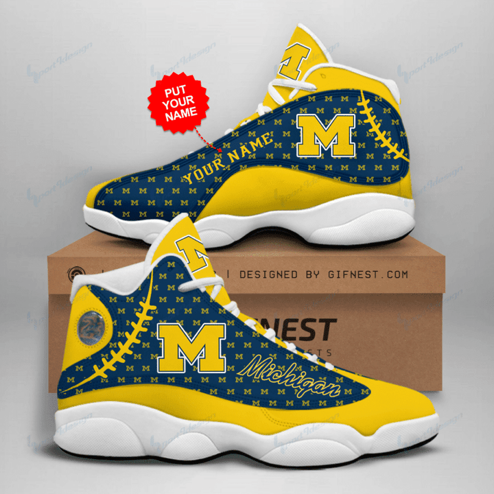Michigan Wolverines Personalized AJD13 Sneakers 05