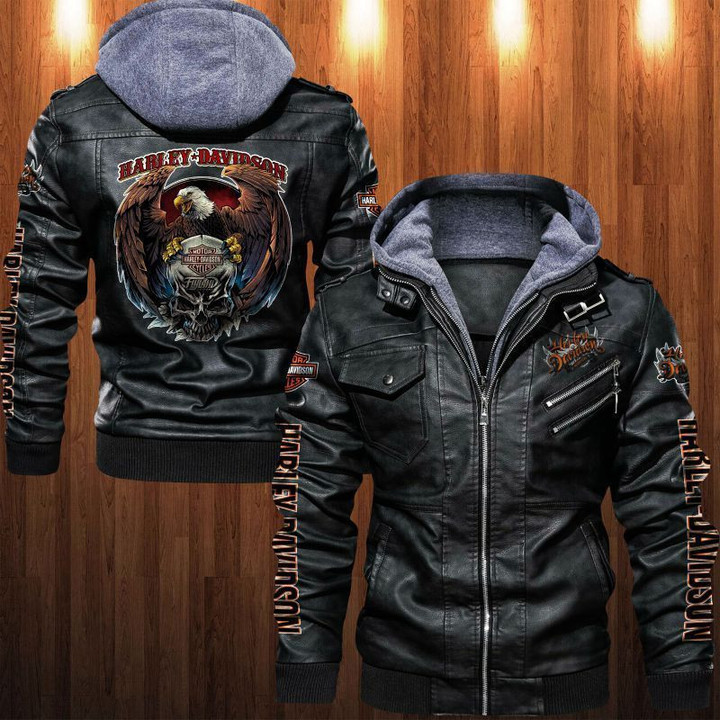 Harley Davidson Zipper PU Leather jacket Design 3D Full Printed M12110