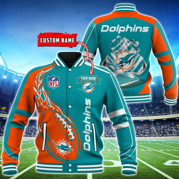 Miami Dolphins Personalized Baseball Jacket BG17