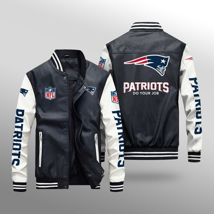 New England Patriots Leather Bomber Jacket BG14