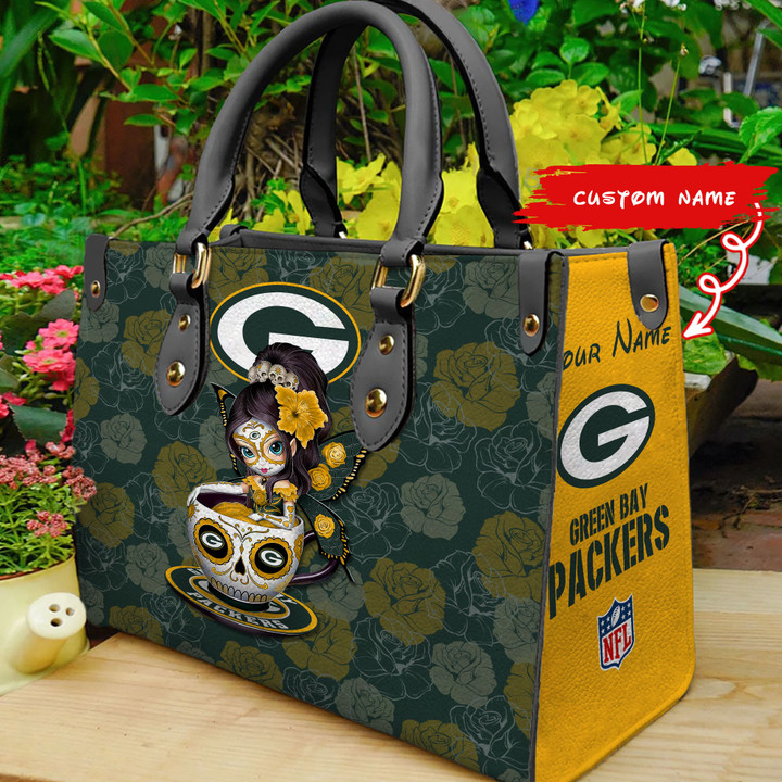 Green Bay Packers Personalized Leather Hand Bag BB59