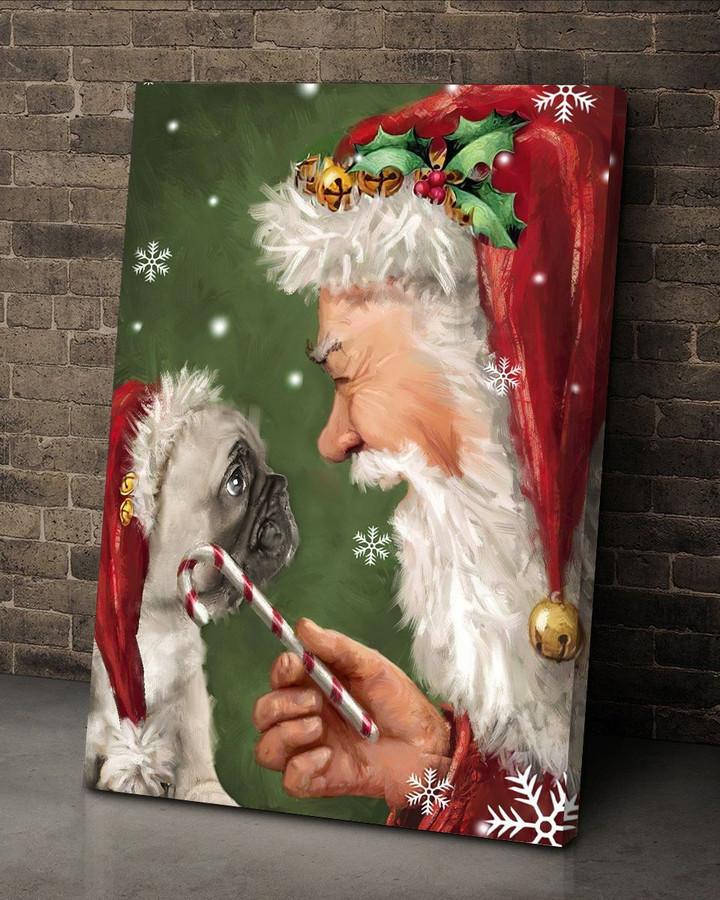 Pugs talking to Santa canvas