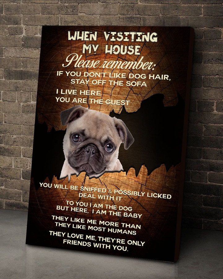 Pugs - Rules when visiting my house 2 Canvas