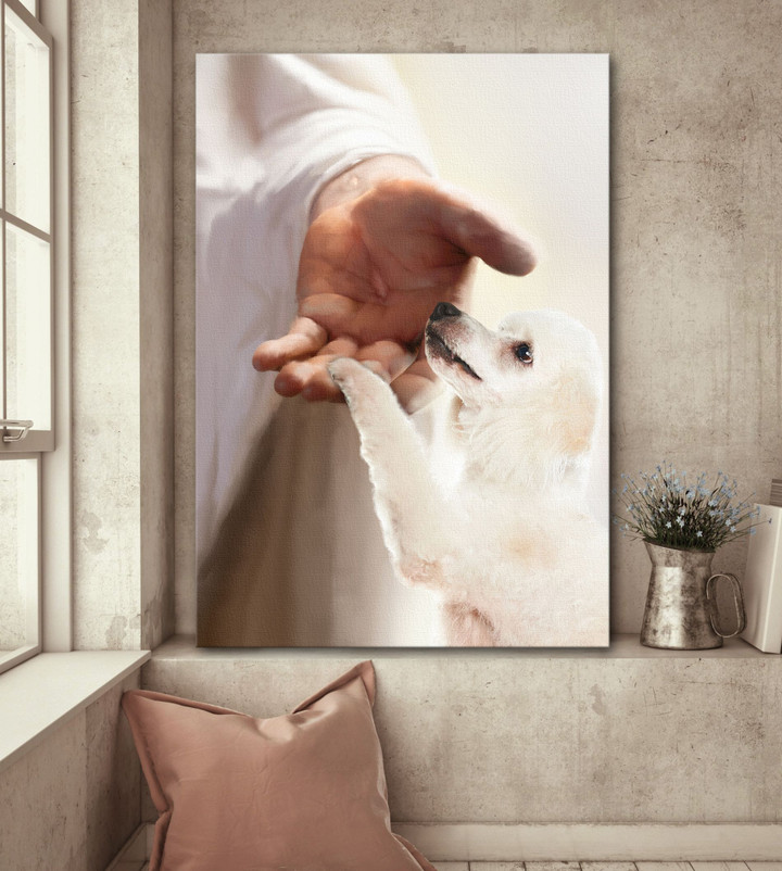 White Poodle - Take my hand Canvas Custom