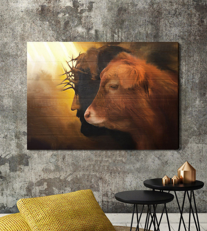 Jesus and Cow Canvas