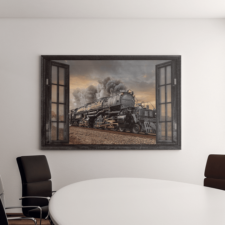 The train on other side of window Canvas