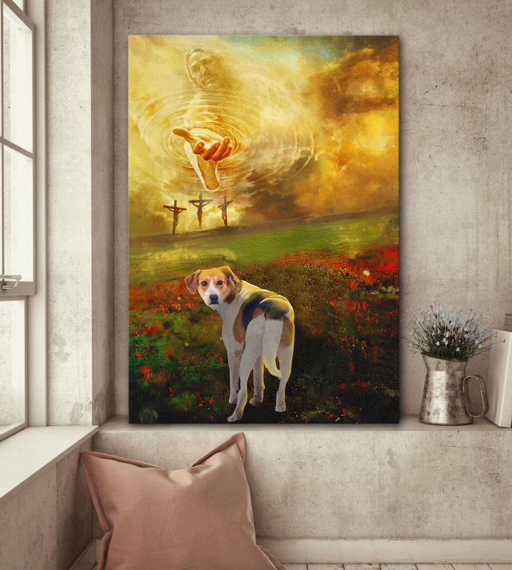Jesus and Beagle - To the beautiful world Canvas
