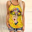 Weed Psychedelic Lip Criss-Cross Open Back Cami Tank Top