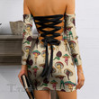 Mushroom sexy color pattern Bandage Off Shoulder Dress