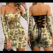 Mushroom color pattern Bandage Off Shoulder Dress