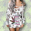 Cannabis Girl With Tattoos Lace-Up Sweatshirt