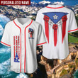 Puerto Rico Hand Raising Flag Custom Name Baseball Jersey Baseball Shirt