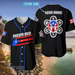Puerto Rico Flag Taino Black Custom Name Baseball Jersey Baseball Shirt