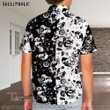 Skull Flower B&W All Over Printed Hawaiian Shirt Size S - 5XL