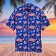 4th of July Tropical Tropical Red And Blue Floral All Over Printed Hawaiian Shirt Size S - 5XL