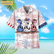 Cute American Cows 4th of July Tropical Tropical Red And Blue Floral All Over Printed Hawaiian Shirt Size S - 5XL