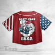 Weed Don't Care Bear Flag 4th July Crop Top Baseball Shirt