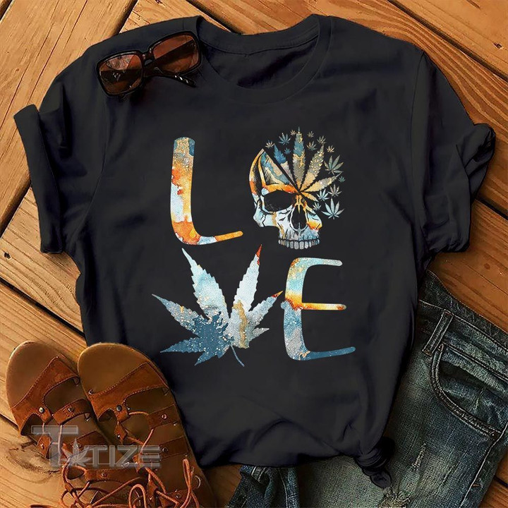 Weed love skull earth pattern Graphic Unisex T Shirt, Sweatshirt, Hoodie Size S - 5XL