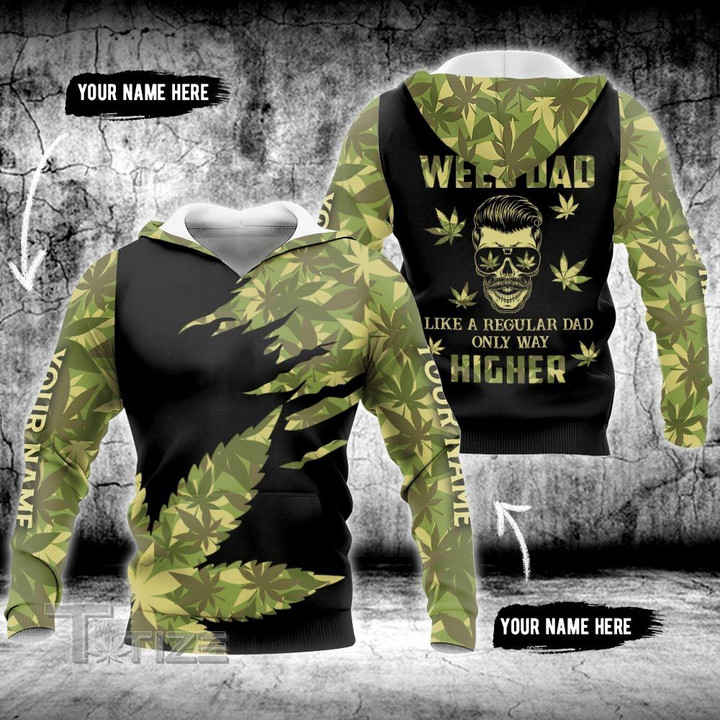 Weed Skull Dopest Dad Camouflage Custom Name 3D All Over Printed Shirt, Sweatshirt, Hoodie, Bomber Jacket Size S - 5XL