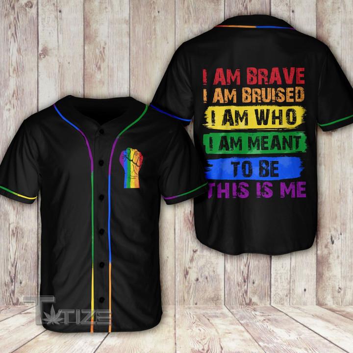 LGBT i am brave i am bruised Baseball Shirt