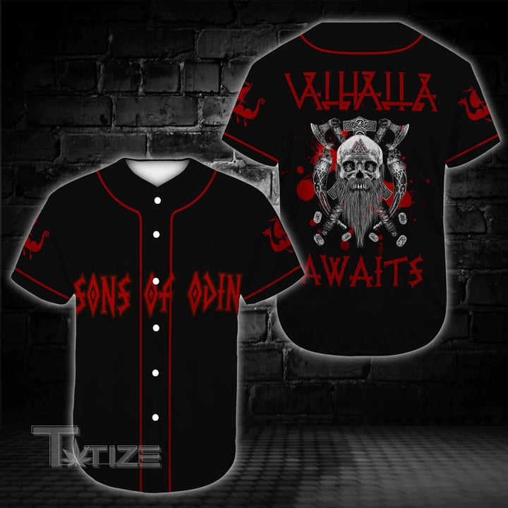 Sons of Odin Valhalla Awaits Viking Baseball Shirt