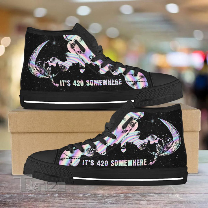 Weed Astro Unisex High Top Canvas Shoes