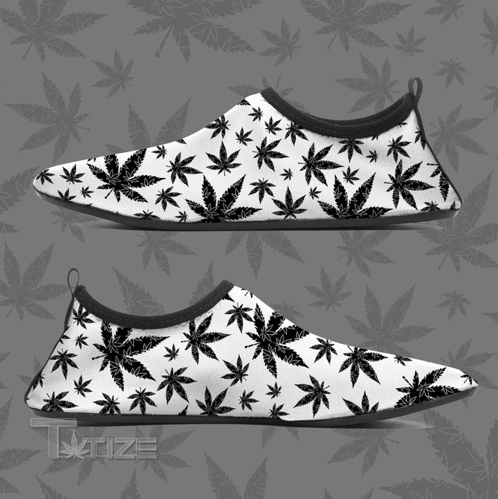 Weed Pattern Black Barefoot Shoes
