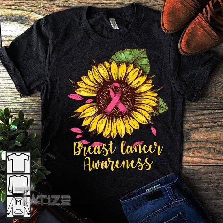 Breast Cancer Awareness Sunflower  Graphic Unisex T Shirt, Sweatshirt, Hoodie Size S - 5XL