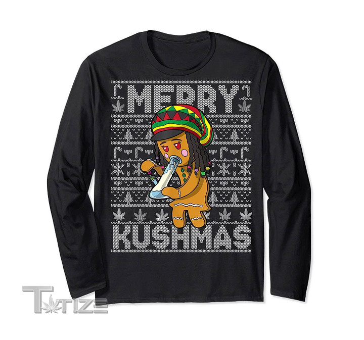 Ugly Christmas Sweater 420 Marijuana Gingerbread Girl Weed Graphic Unisex T Shirt, Sweatshirt, Hoodie Size S - 5XL