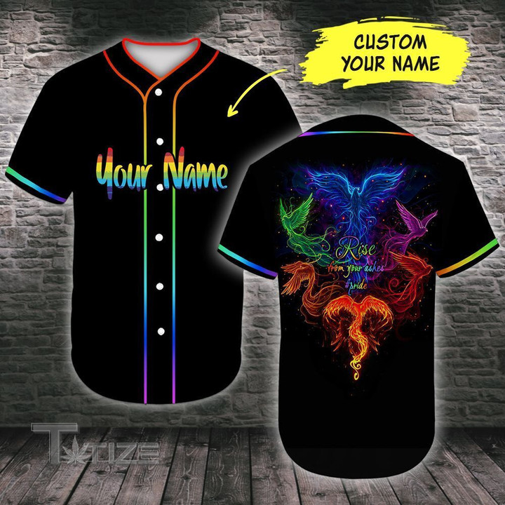 Personalized Custom Name LGBT Rise From Your Ashes Baseball Tee Jersey Shirt