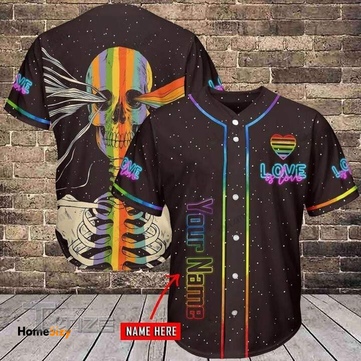 Skull Love Is Love Support LGBT Baseball Tee Jersey Shirt Printed 3D Baseball Shirt