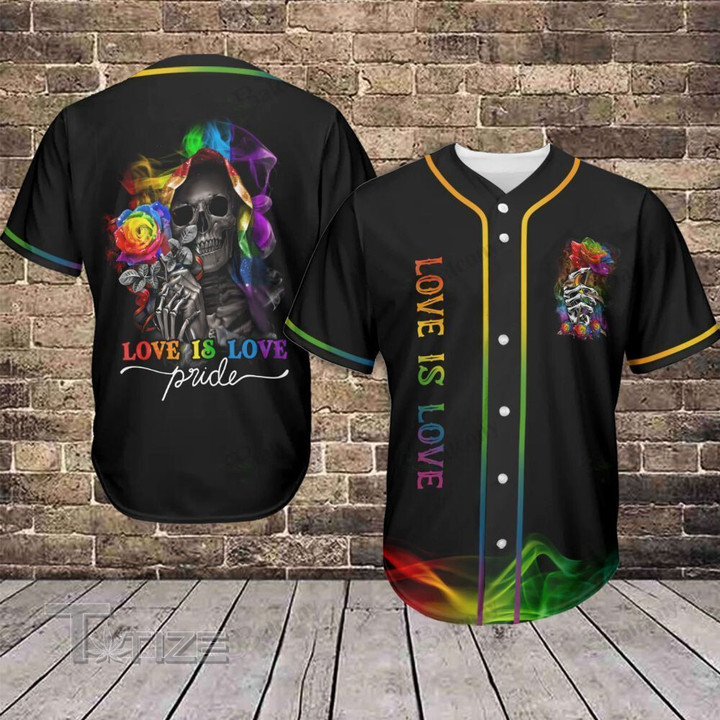 Baseball Tee LGBT Skull - Love is Love Baseball Jersey 359 Baseball Shirt