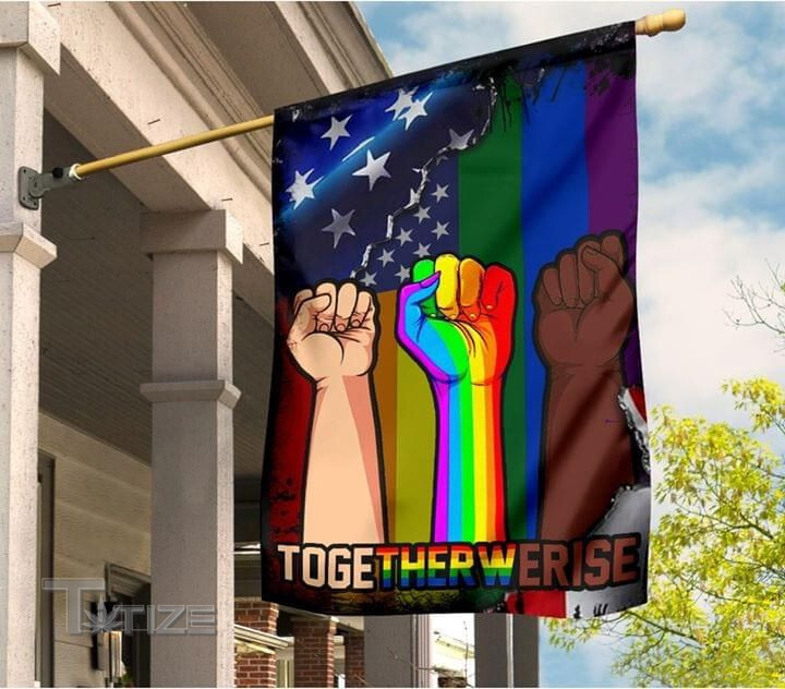 LGBT Together We Rise America Flag Rainbow Garden Flag, House Flag