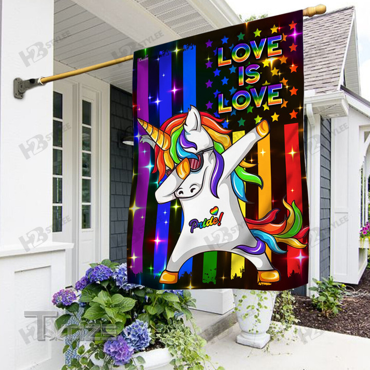 Unicorn Love Is Love, Pride LGBT Rainbow Flag Garden Flag, House Flag