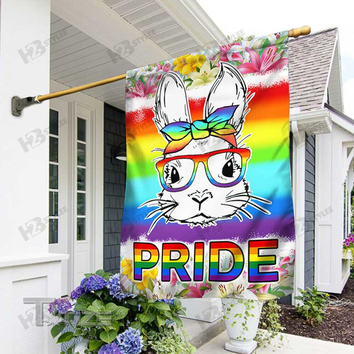 Bunny LGBT Flag Hoppy Easter Garden Flag, House Flag