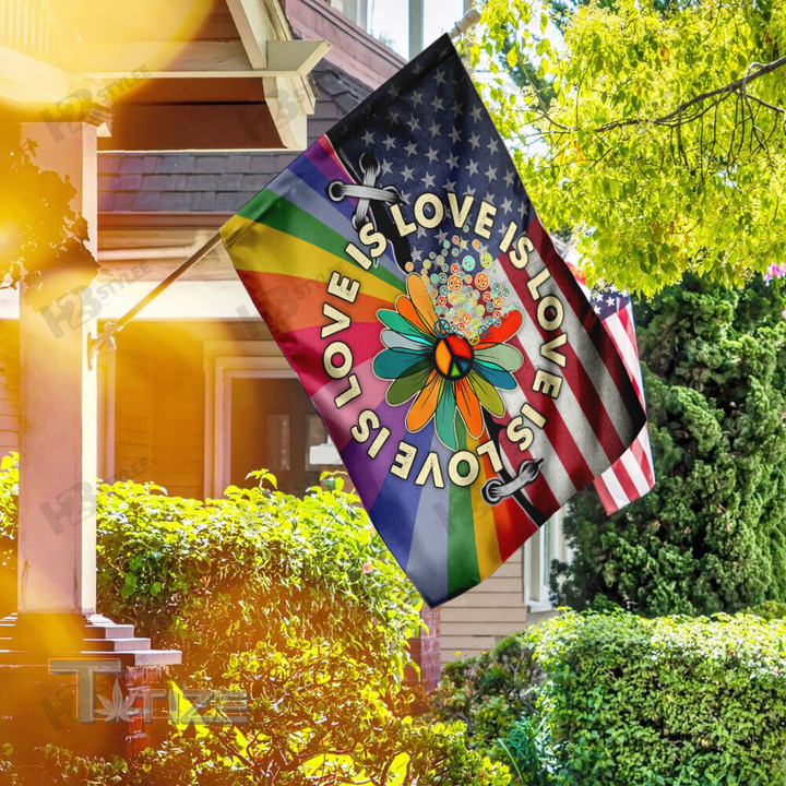 Love Is Love Pride Hippie American Flag Garden Flag, House Flag