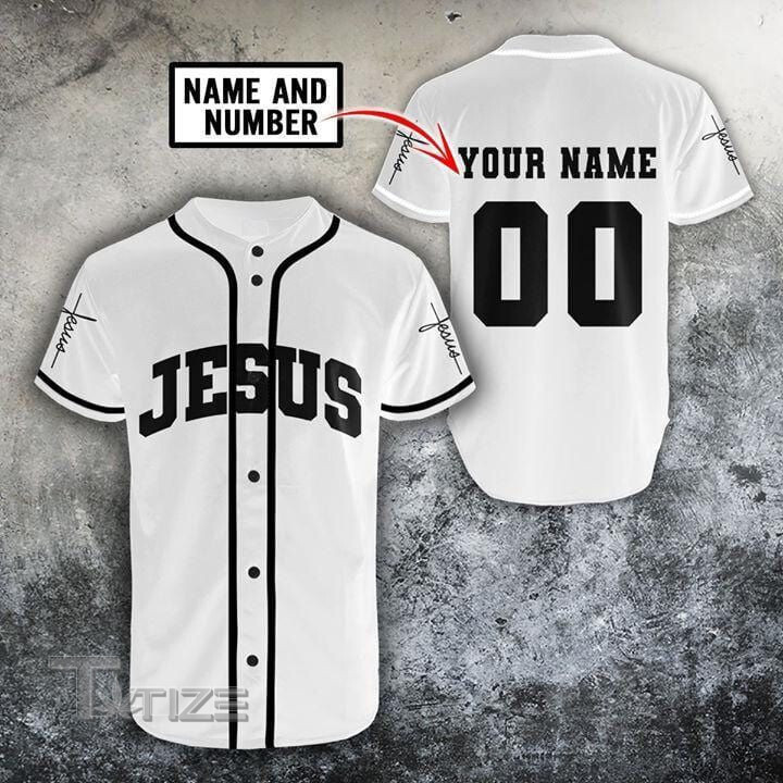 Gift For Dad Jesus Personalized Custom Name And Number 3D All Over Print Baseball Shirt
